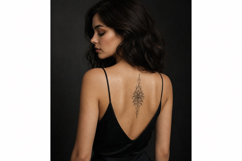 Upper back ornamental tattoo style